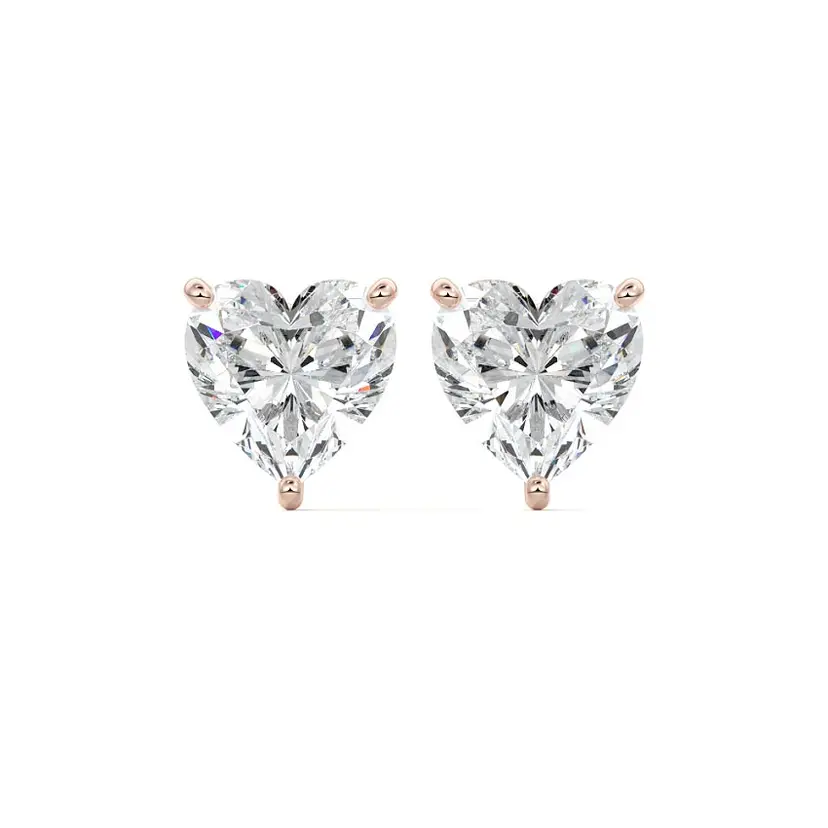 Martini Heart Diamond Stud Earrings 14K ROSE GOLD - Image 2