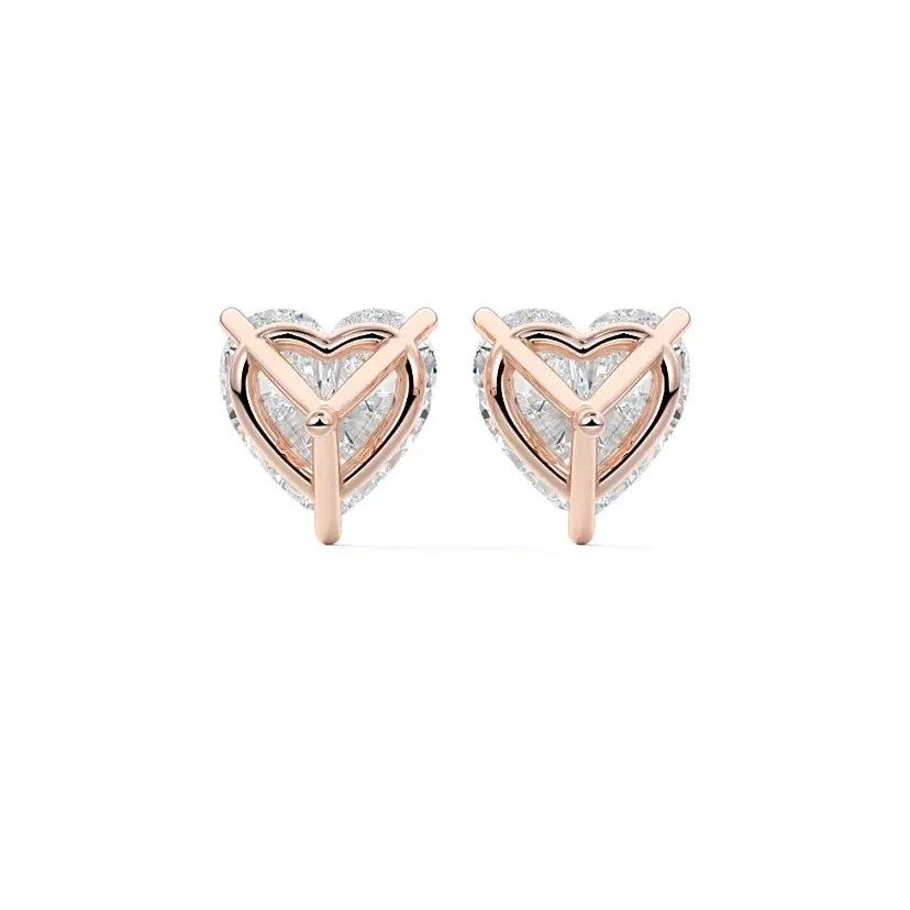 Martini Heart Diamond Stud Earrings 14K ROSE GOLD - Image 3