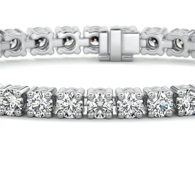 Basket Round Tennis Bracelet 14K WHITE GOLD - Image 4