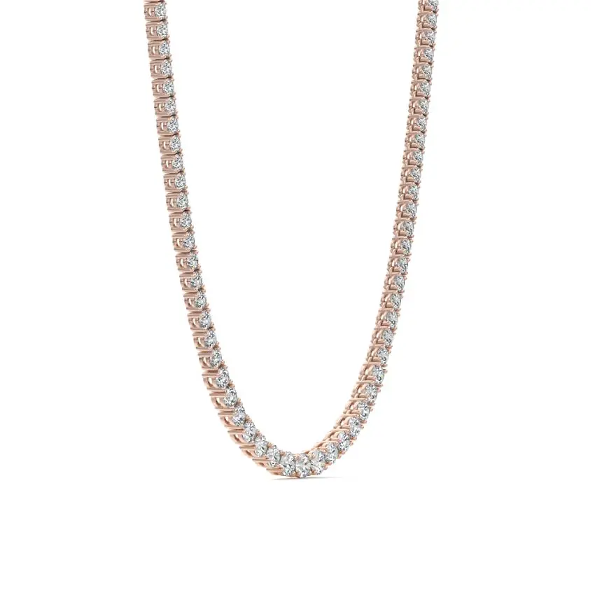 Classic Diamond Tennis Necklace 14K ROSE GOLD - Image 3