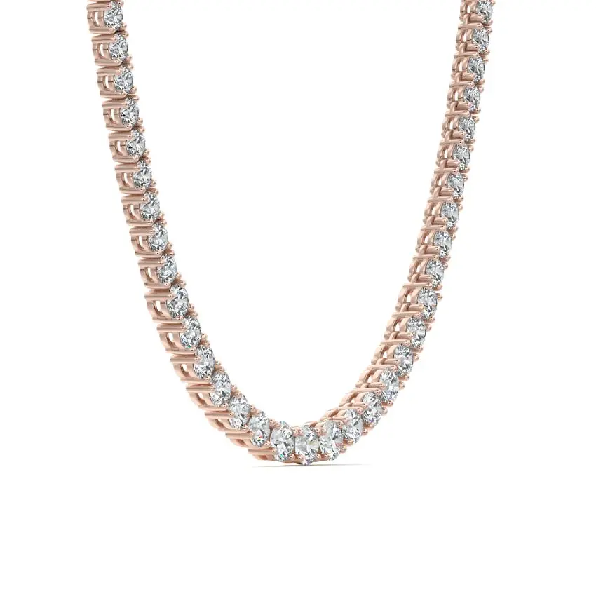 Classic Diamond Tennis Necklace 14K ROSE GOLD - Image 4