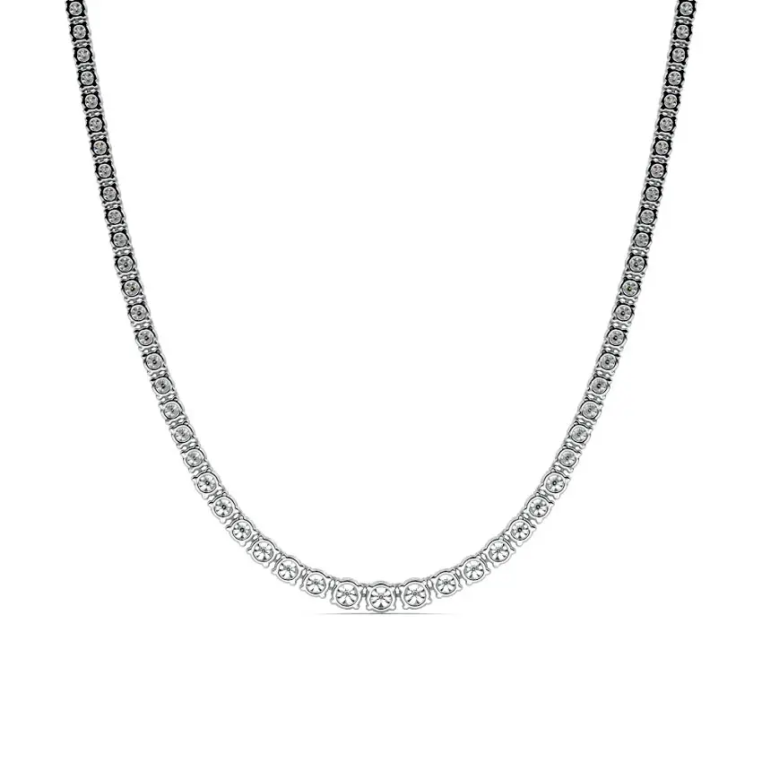 Classic Diamond Tennis Necklace 14K WHITE GOLD - Image 4