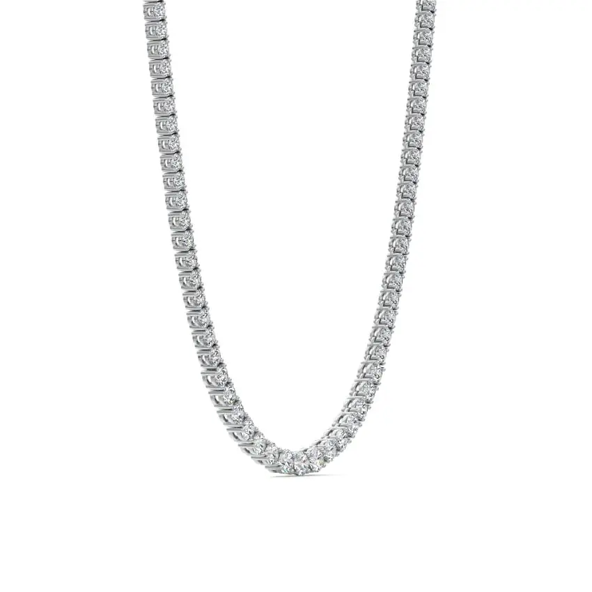 Classic Diamond Tennis Necklace 14K WHITE GOLD - Image 3