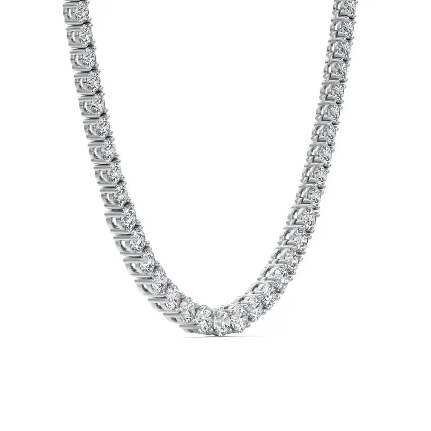 Classic Diamond Tennis Necklace 14K WHITE GOLD - Image 2