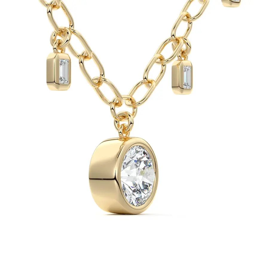 Drop Bezel Diamond Necklace 14K GOLD - Image 2