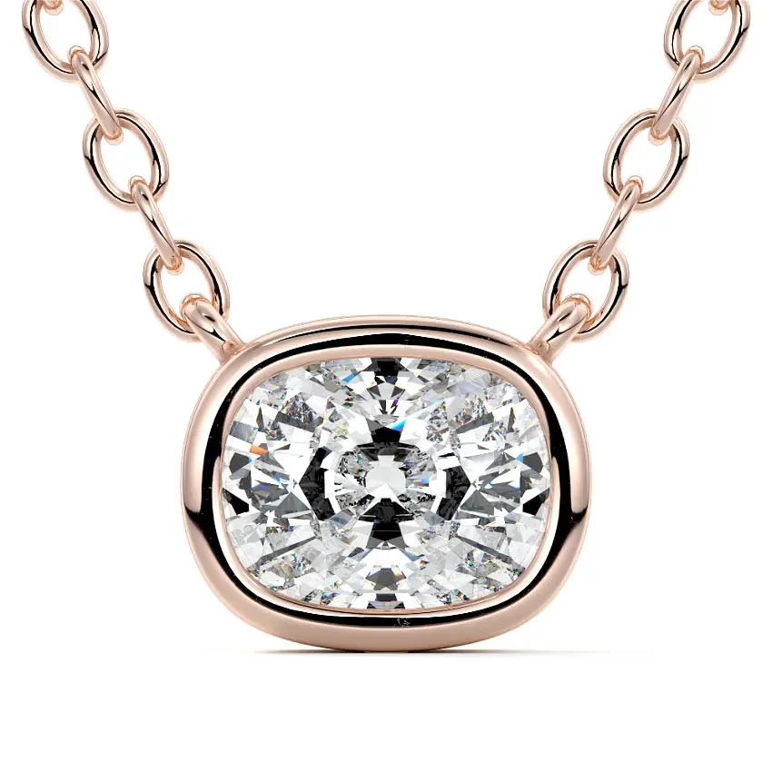 East West Bezel Diamond Pendant 14K ROSE GOLD - Image 3