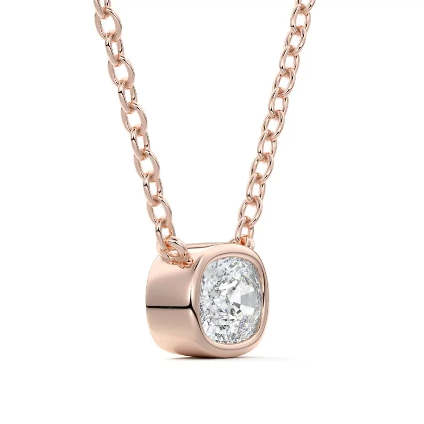 East West Bezel Diamond Pendant 14K ROSE GOLD - Image 4