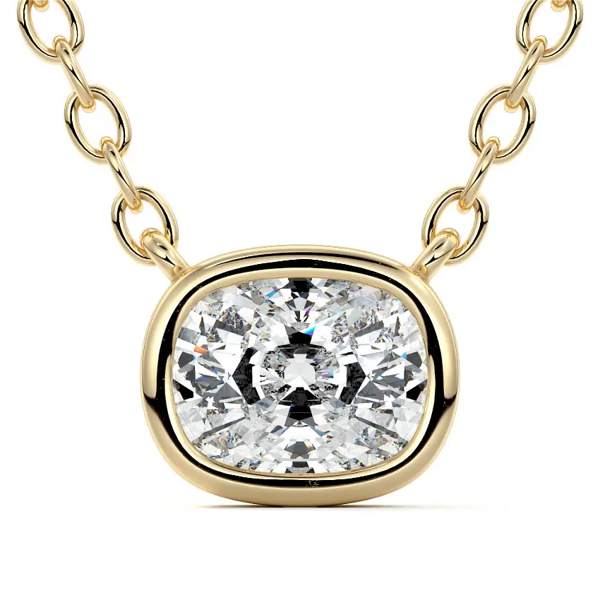 East West Bezel Diamond Pendant 14K GOLD - Image 2