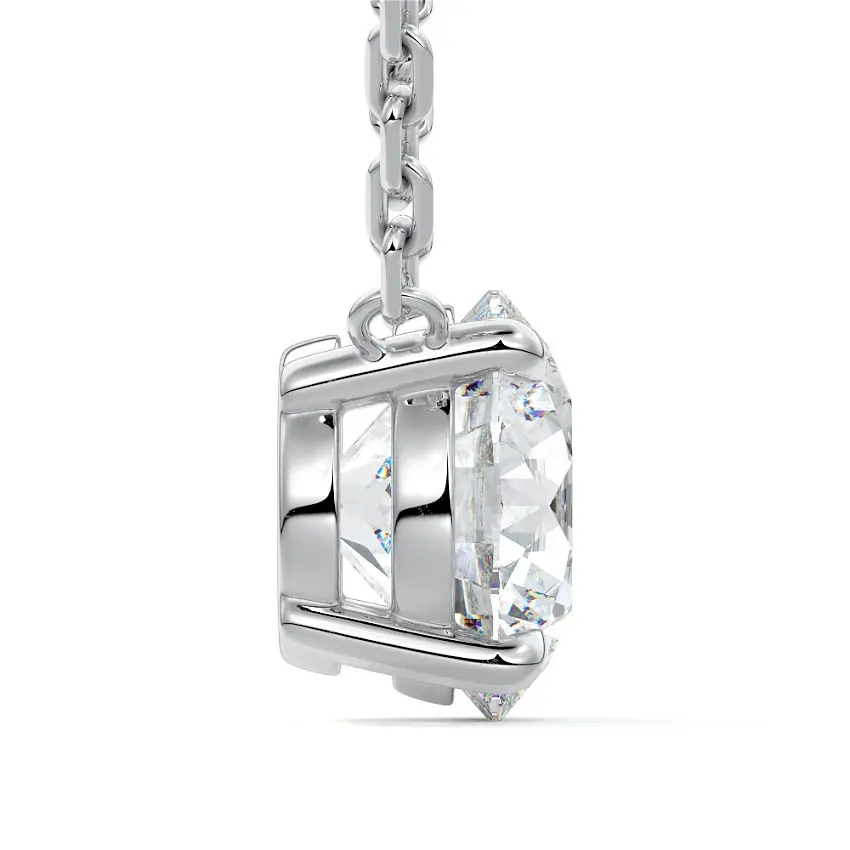 Solitaire Diamond Pendant Necklace 14K WHITE GOLD - Image 4