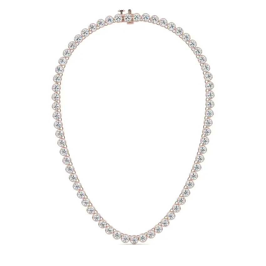 Bezel Diamond Tennis Necklace 14K ROSE GOLD - Image 4
