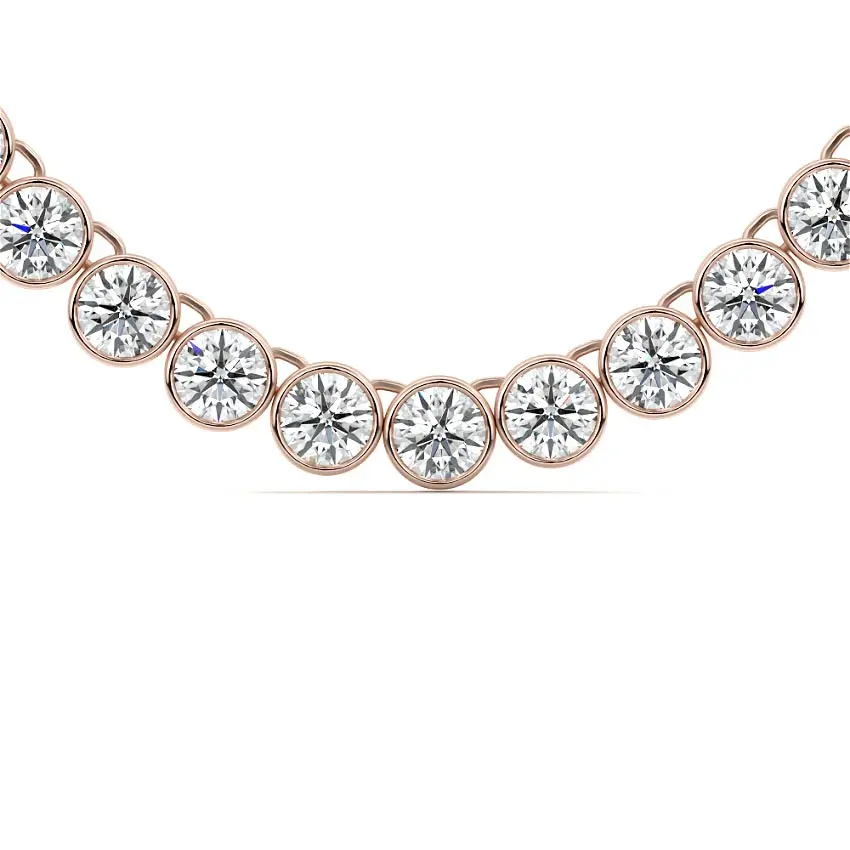 Bezel Diamond Tennis Necklace 14K ROSE GOLD - Image 3