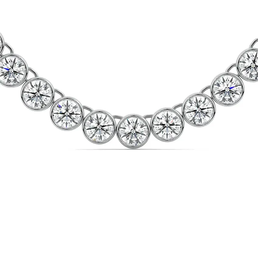 Bezel Diamond Tennis Necklace 14K WHITE GOLD - Image 3