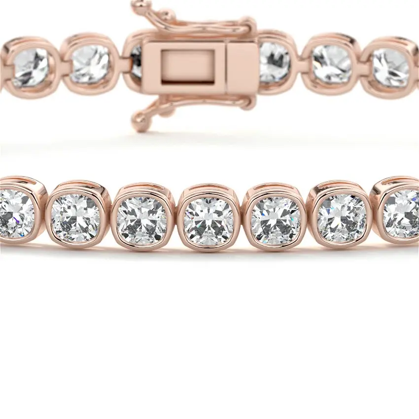 Bezel Cushion Tennis Bracelet 14K ROSE GOLD - Image 3
