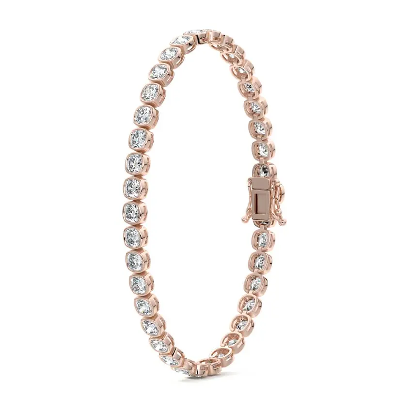Bezel Cushion Tennis Bracelet 14K ROSE GOLD - Image 2