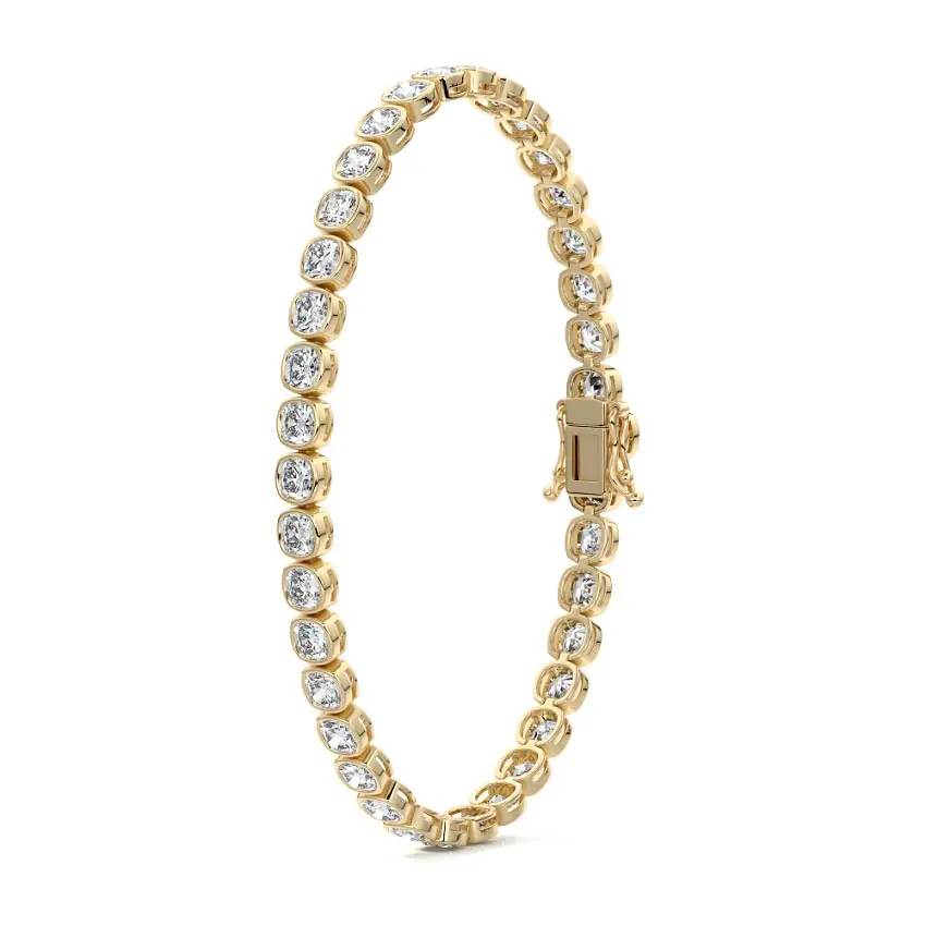 Bezel Cushion Tennis Bracelet 14K GOLD - Image 3