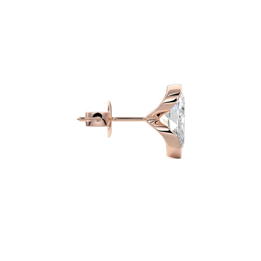 Half-Bezel Pear Diamond Stud Earrings 14K ROSE GOLD - Image 3