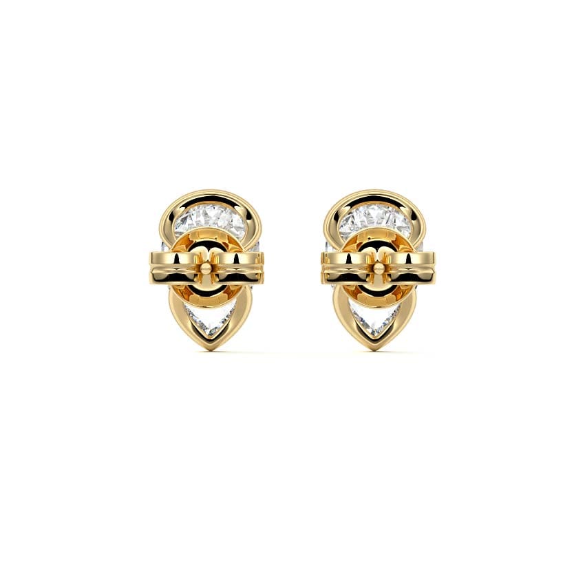 Half-Bezel Pear Diamond Stud Earrings 14K GOLD - Image 2