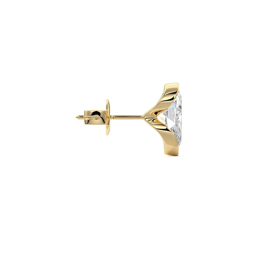 Half-Bezel Pear Diamond Stud Earrings 14K GOLD - Image 3