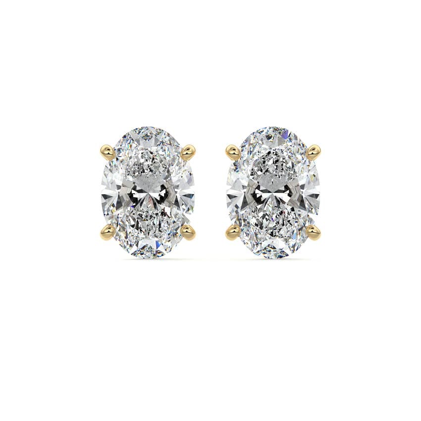 Martini Oval Diamond Stud Earrings 14K GOLD - Image 3