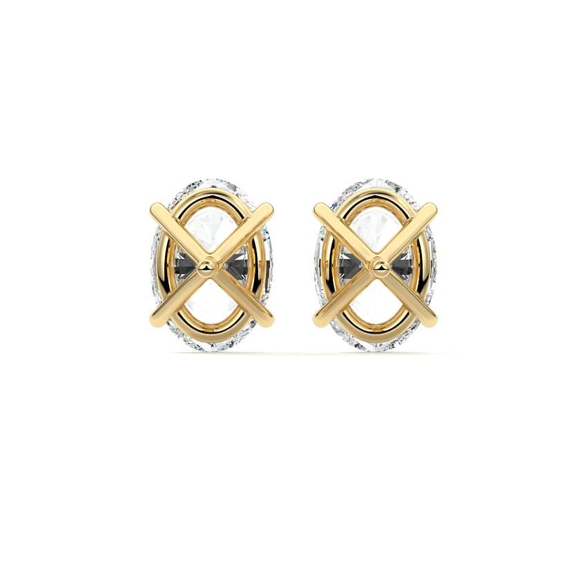 Martini Oval Diamond Stud Earrings 14K GOLD - Image 2