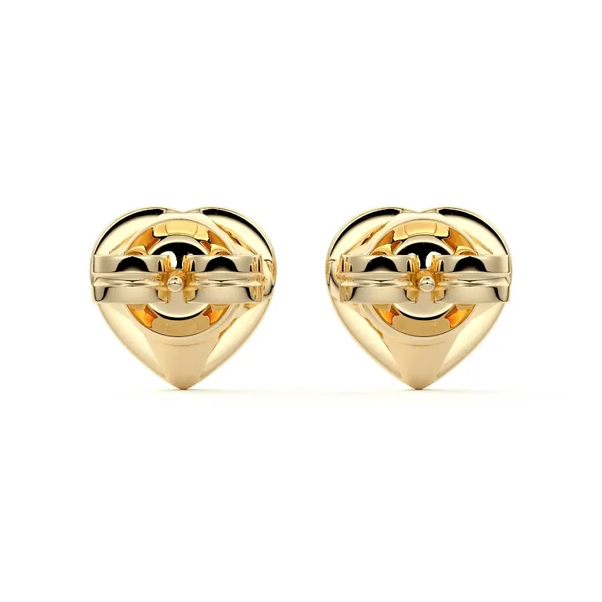 Halo Diamond Heart Stud Earrings 14K GOLD - Image 2