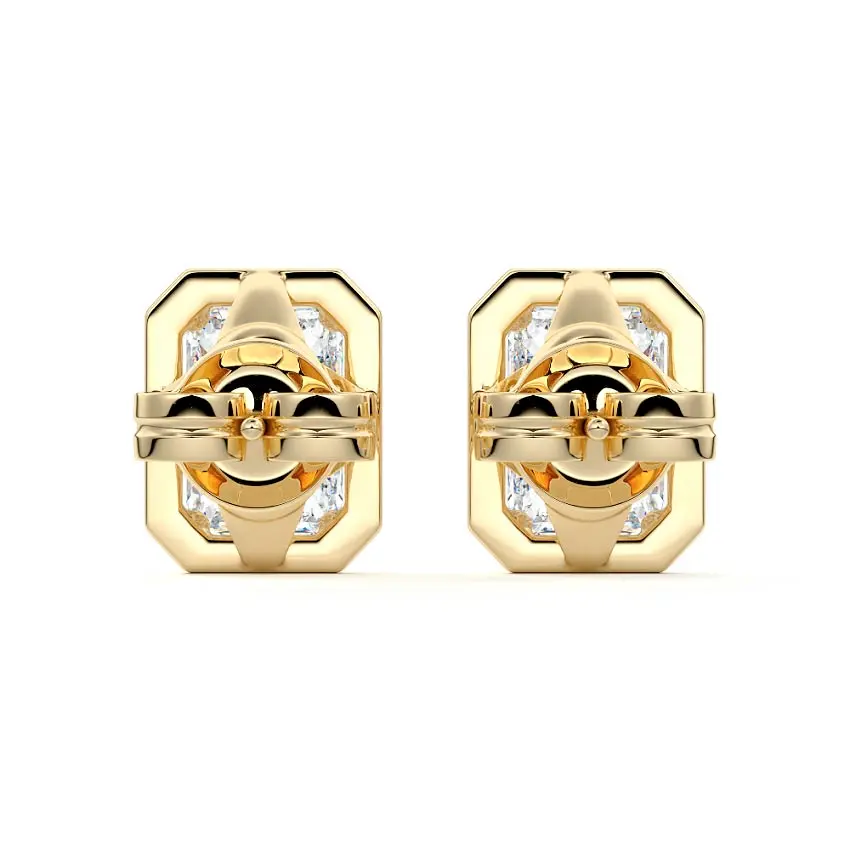 Halo Diamond Radiant Stud Earrings 14K GOLD - Image 3