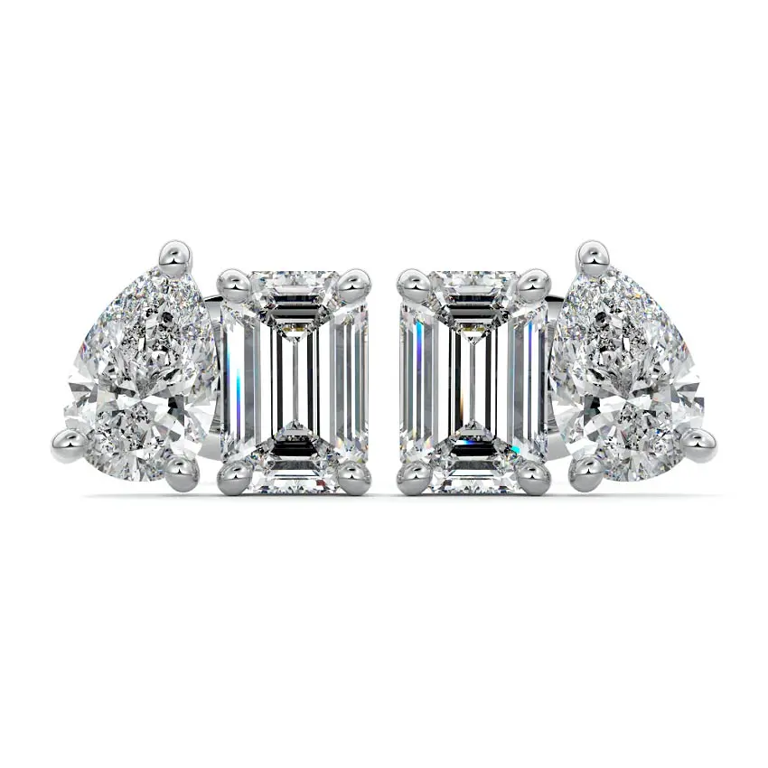 Toi Et Moi Stud Earrings 14K WHITE GOLD - Image 4