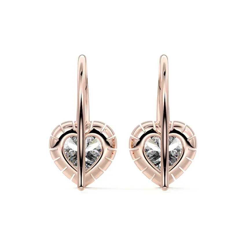 Heart Drop Diamond Earrings 14K ROSE GOLD - Image 3