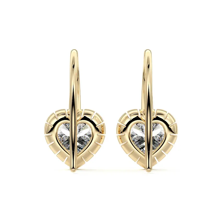 Heart Drop Diamond Earrings 14K GOLD - Image 2
