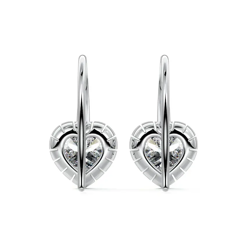 Heart Drop Diamond Earrings 14K WHITE GOLD - Image 2