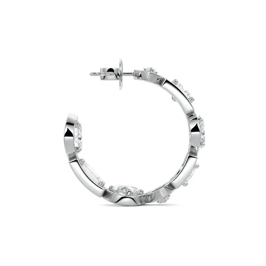 Multi-Shape Bezel Hoop Diamond Earrings 14K WHITE GOLD - Image 2