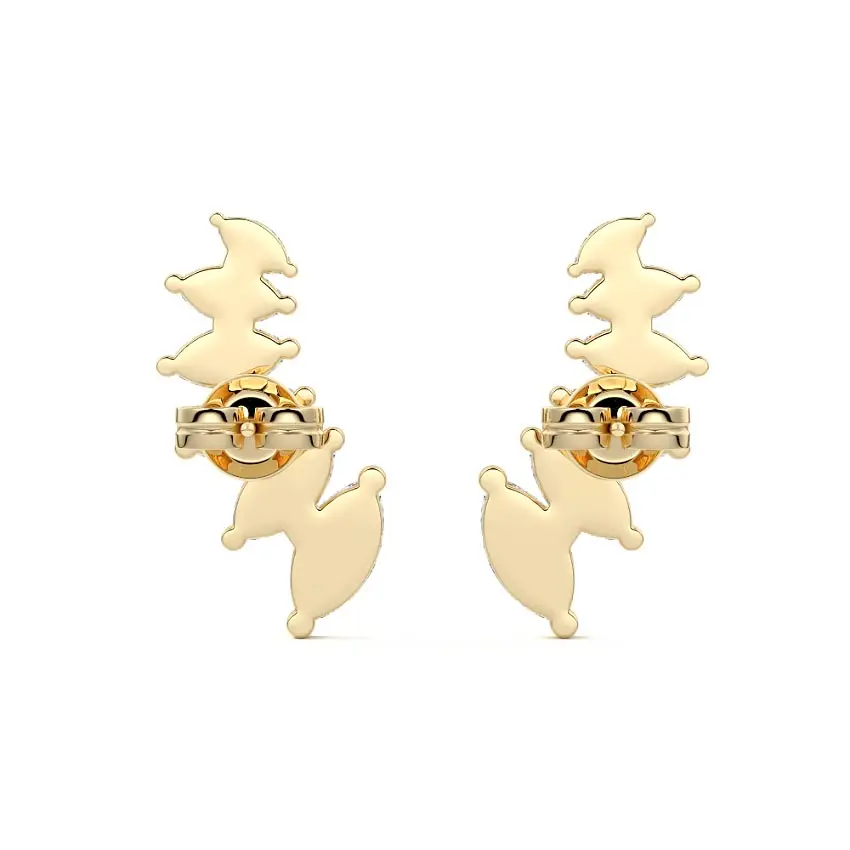 Marquise Diamond Ear Climber Studs 14K GOLD - Image 4