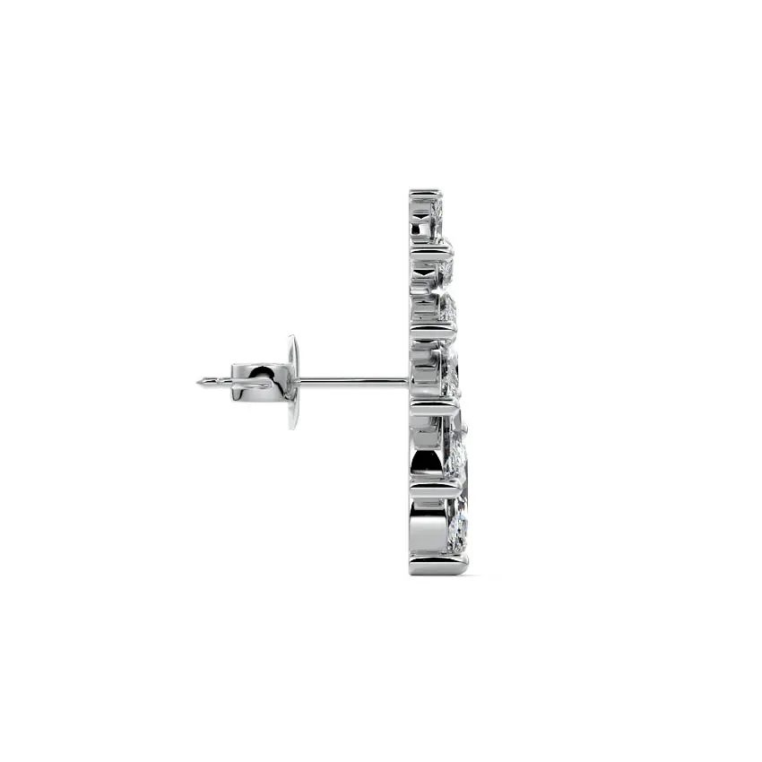 Marquise Diamond Ear Climber Studs 14K WHITE GOLD - Image 4