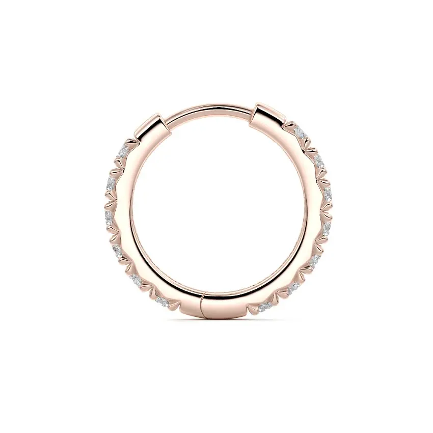 Round Diamond Hoop Earrings 14K ROSE GOLD - Image 2