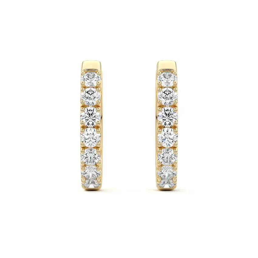 Round Diamond Hoop Earrings 14K GOLD - Image 3