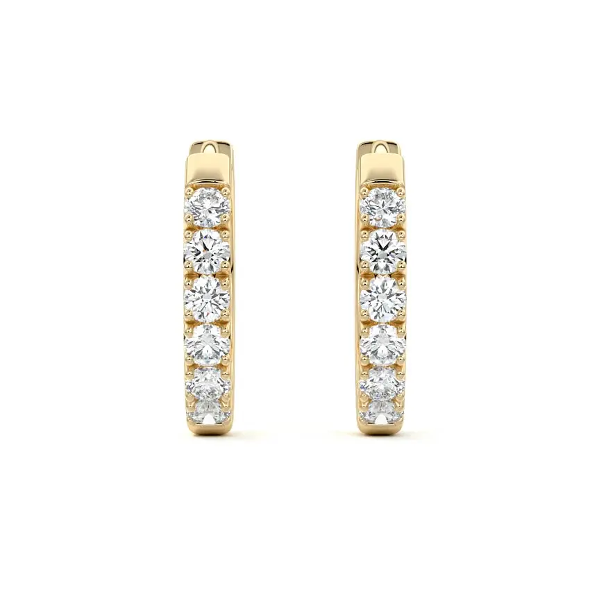 Round Diamond Hoop Earrings 14K GOLD - Image 4