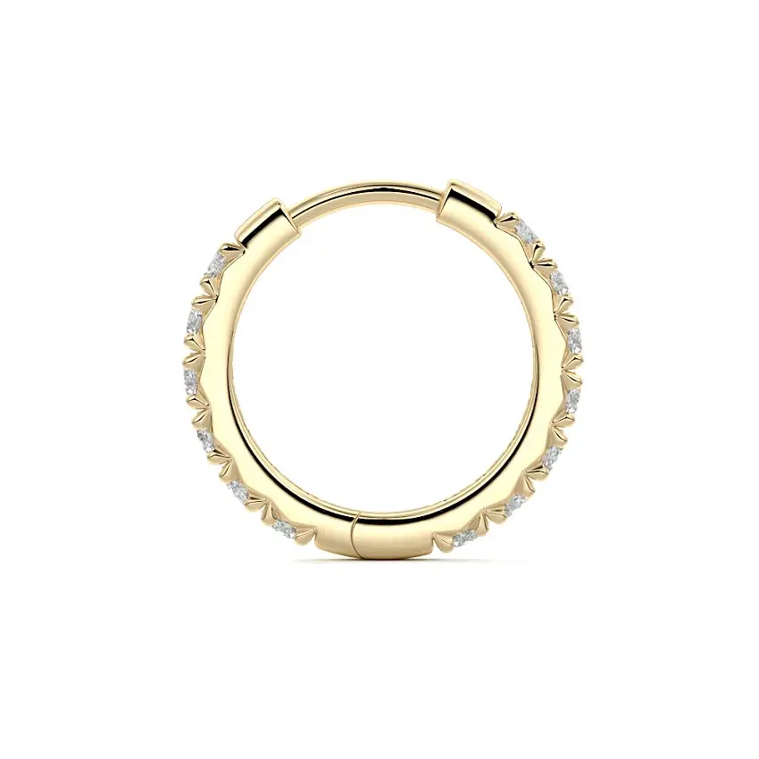 Round Diamond Hoop Earrings 14K GOLD - Image 2