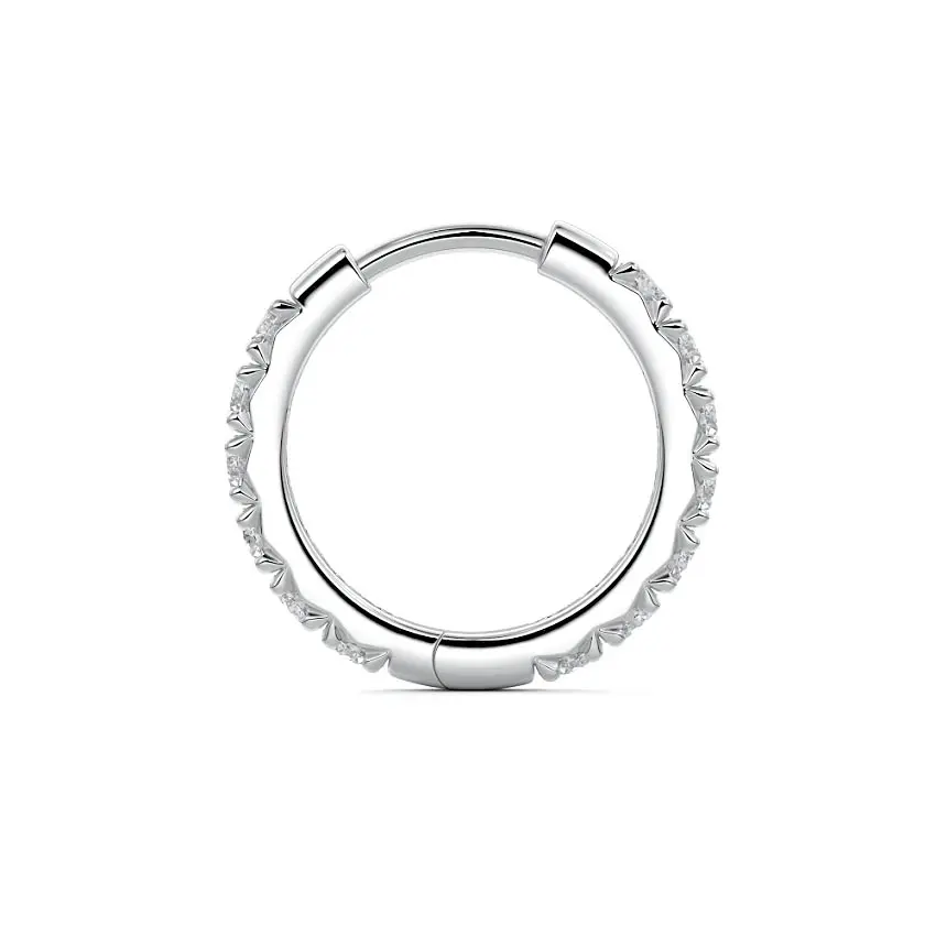 Round Diamond Hoop Earrings 14K WHITE GOLD - Image 2